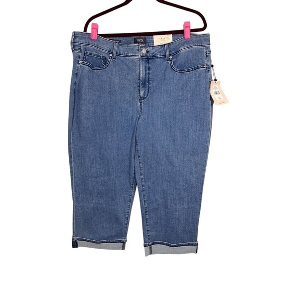 NYDJ Denim Crop Marilyn Cuff Jean 20W Blue Preppy Western Classic Boho Hippie - Picture 1 of 11